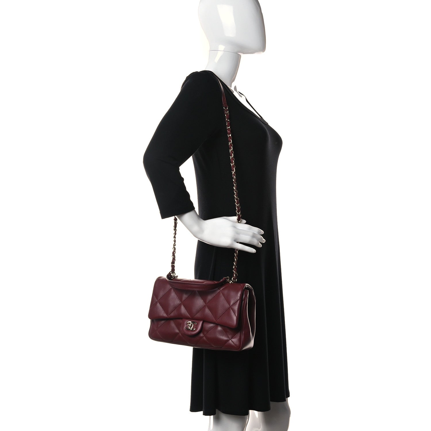 Chanel Lambskin Quilted Easy Carry Flap Burgundy 2 of 10