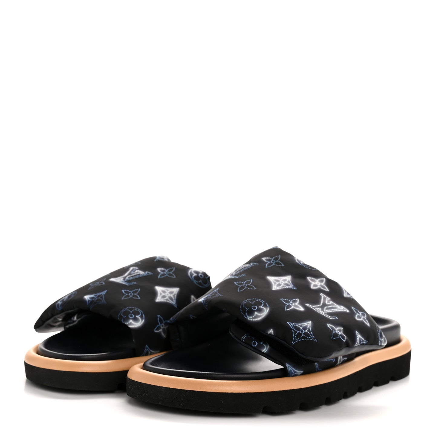 Nylon Monogram Womens Pool Pillow Comfort Mules 40 Navy Blue