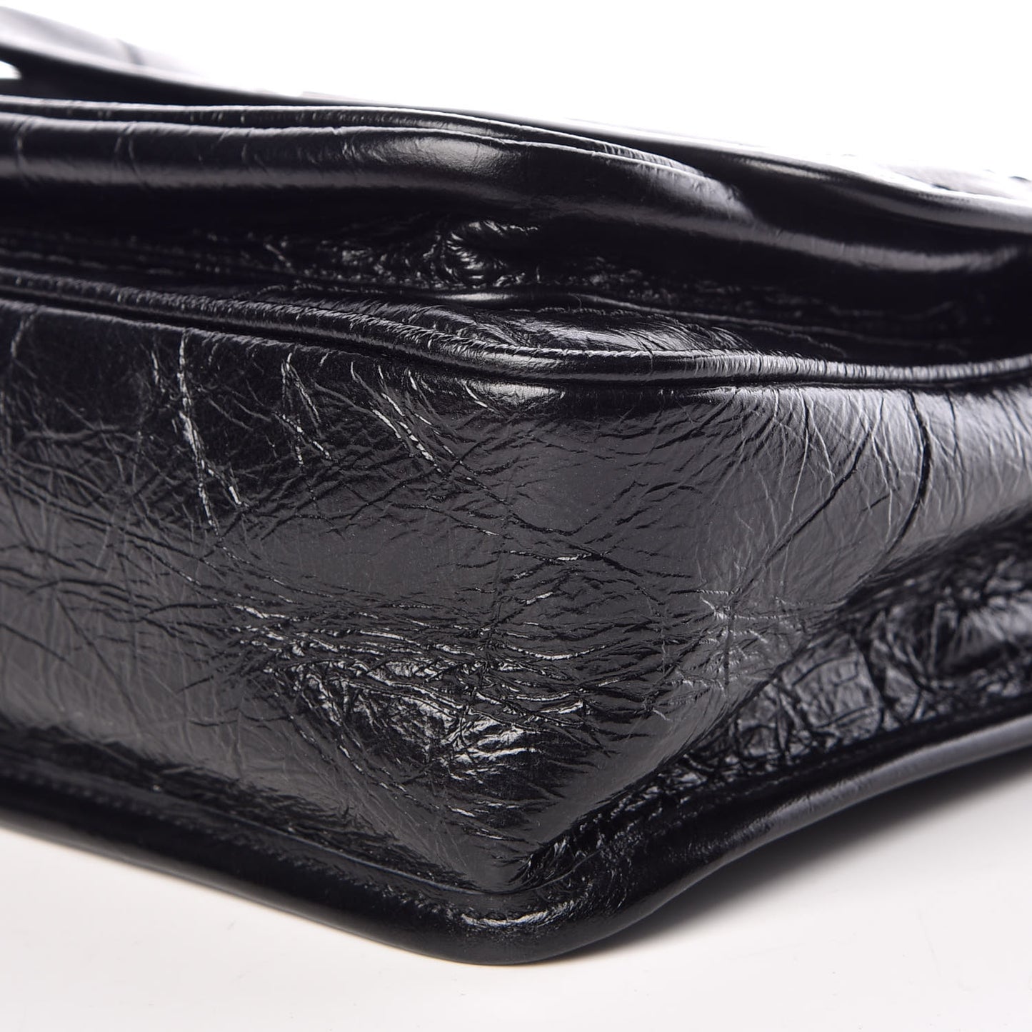 Crinkled Calfskin Matelasse Monogram Baby Niki Chain Satchel Black