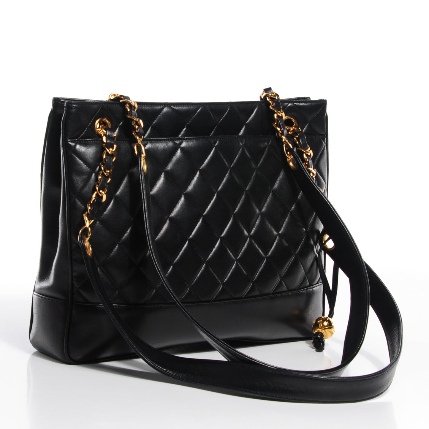 Lambskin Quilted Shoulder Bag Black