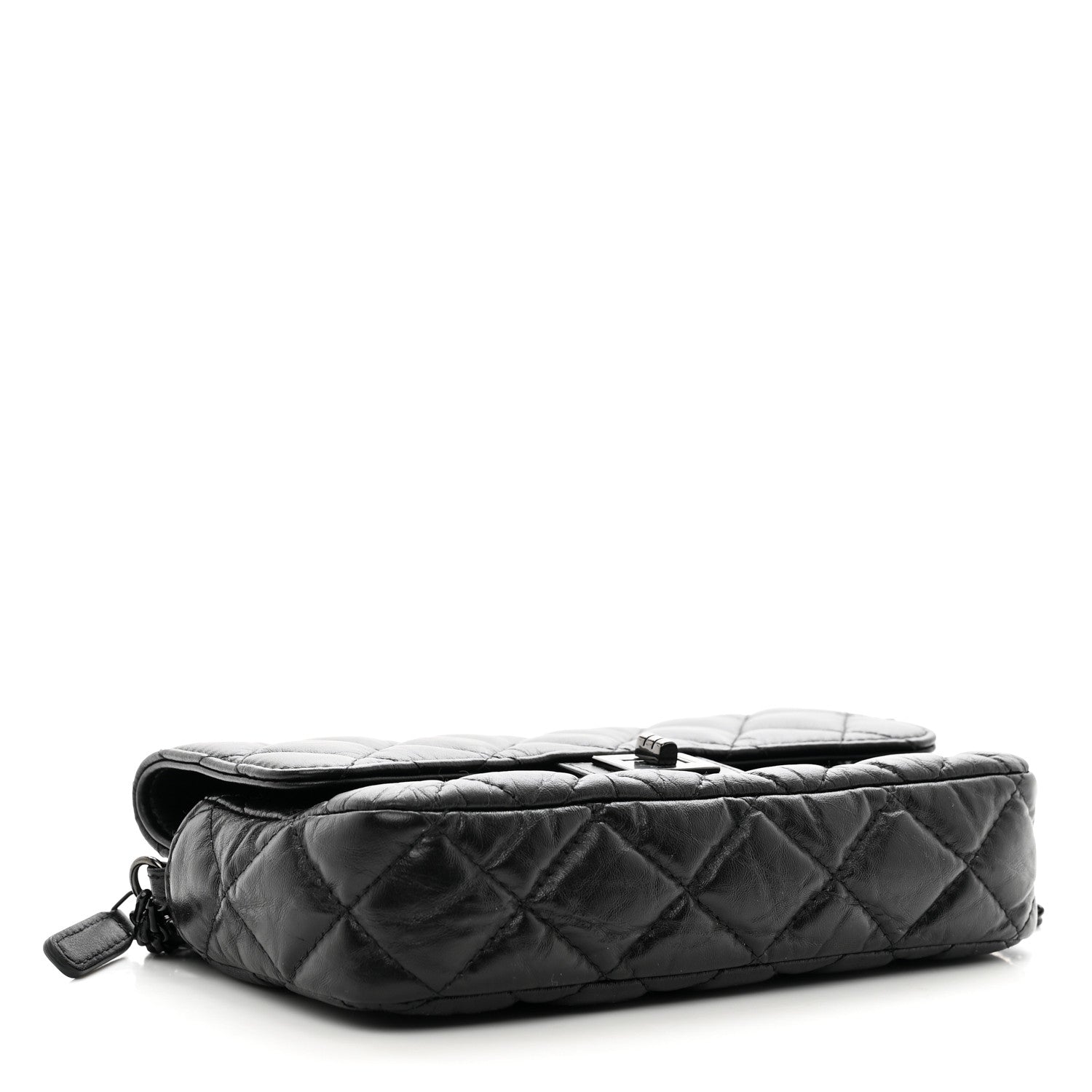 Chanel Aged Calfskin Quilted 2.55 Reissue Phone Holder With Chain So Black 4 of 12