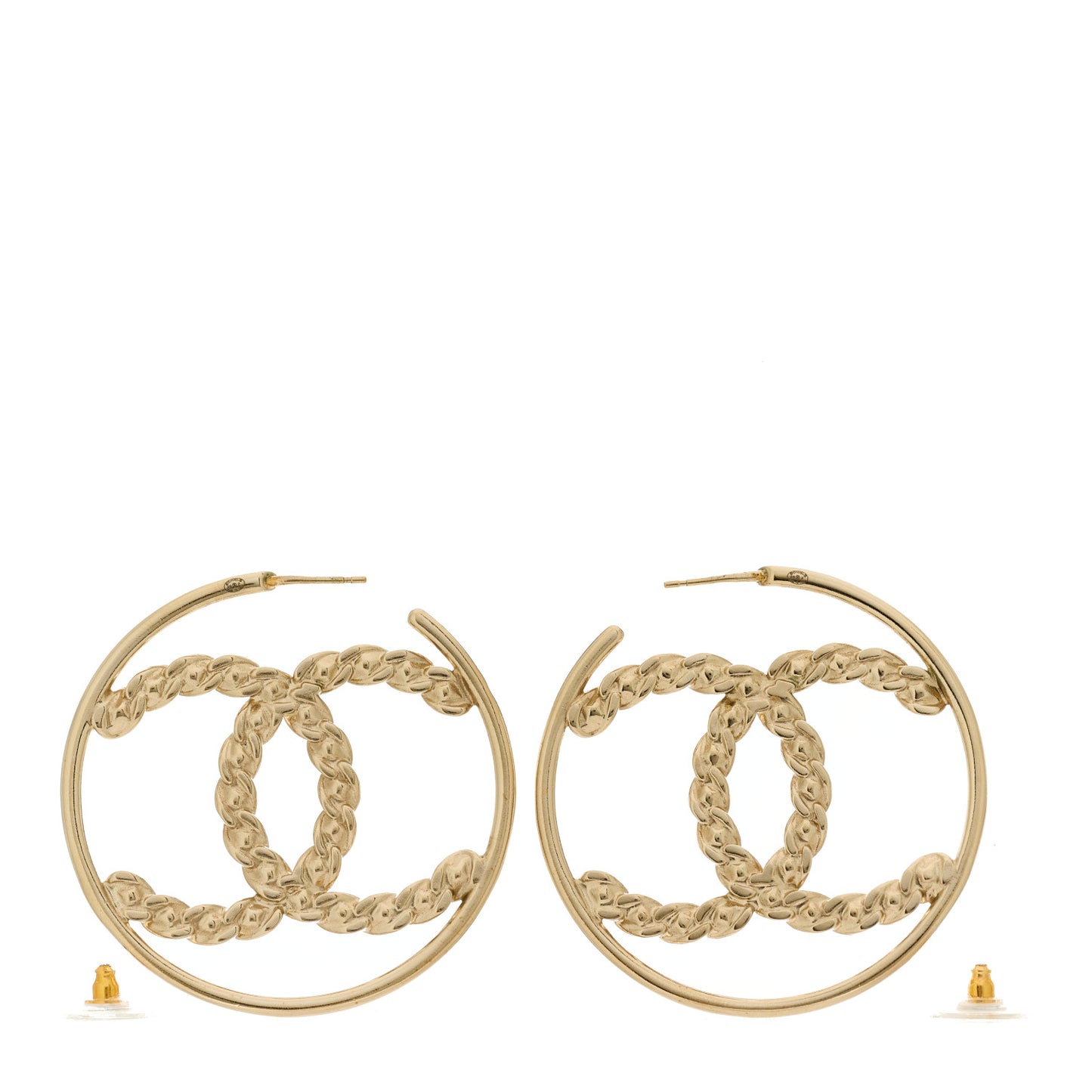 Crystal High Society CC Hoop Earrings Gold