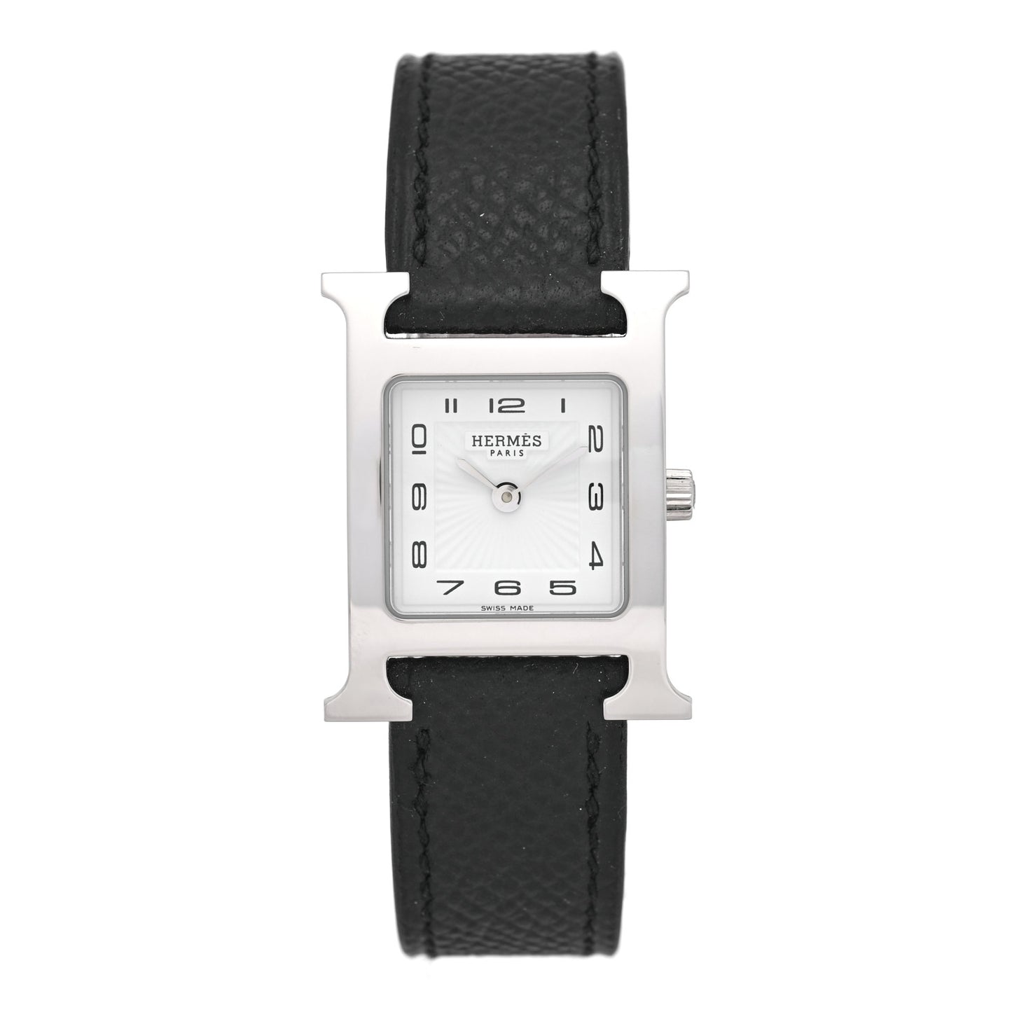 Stainless Steel Epsom 21mm Heure H Hour Quartz Watch Noir