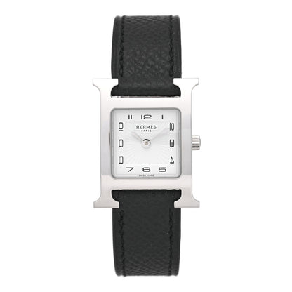 Hermes Stainless Steel Epsom 21mm Heure H Hour Quartz Watch Noir 1 of 5