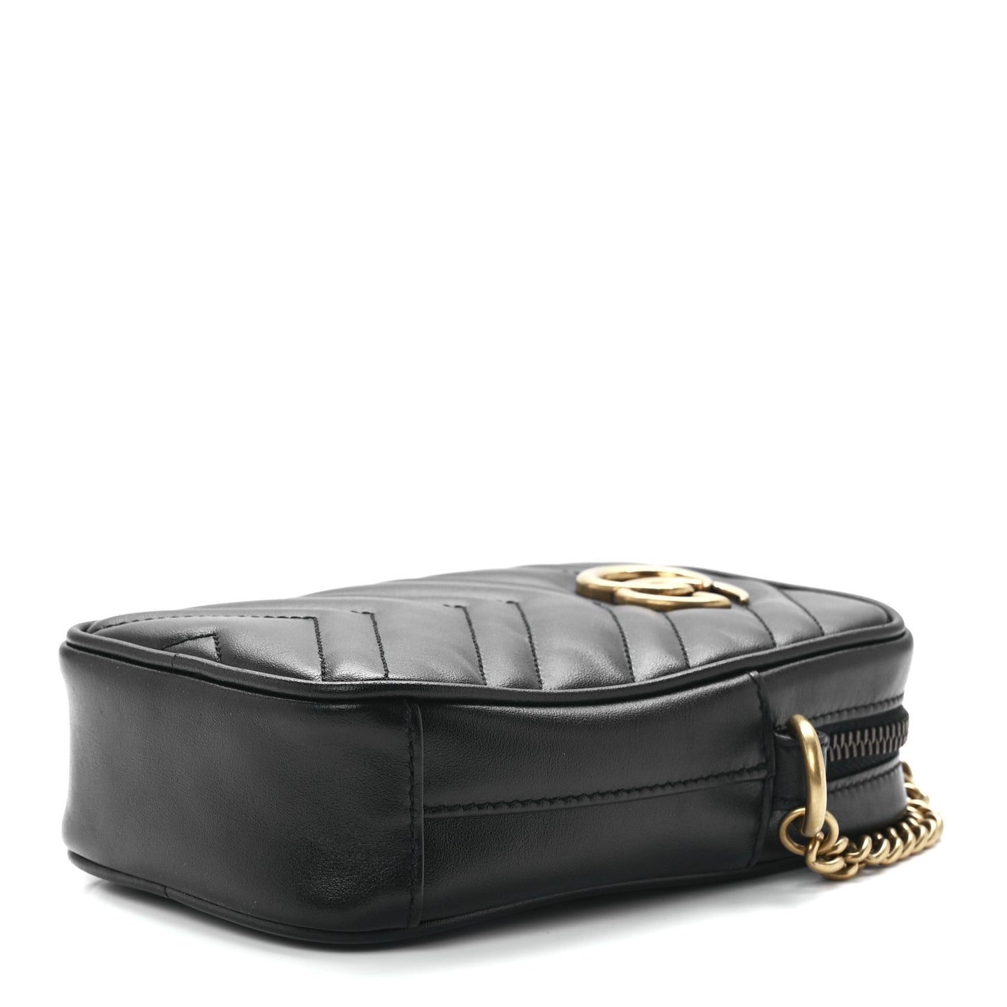 Calfskin Matelasse Mini GG Marmont Crossbody Bag Black
