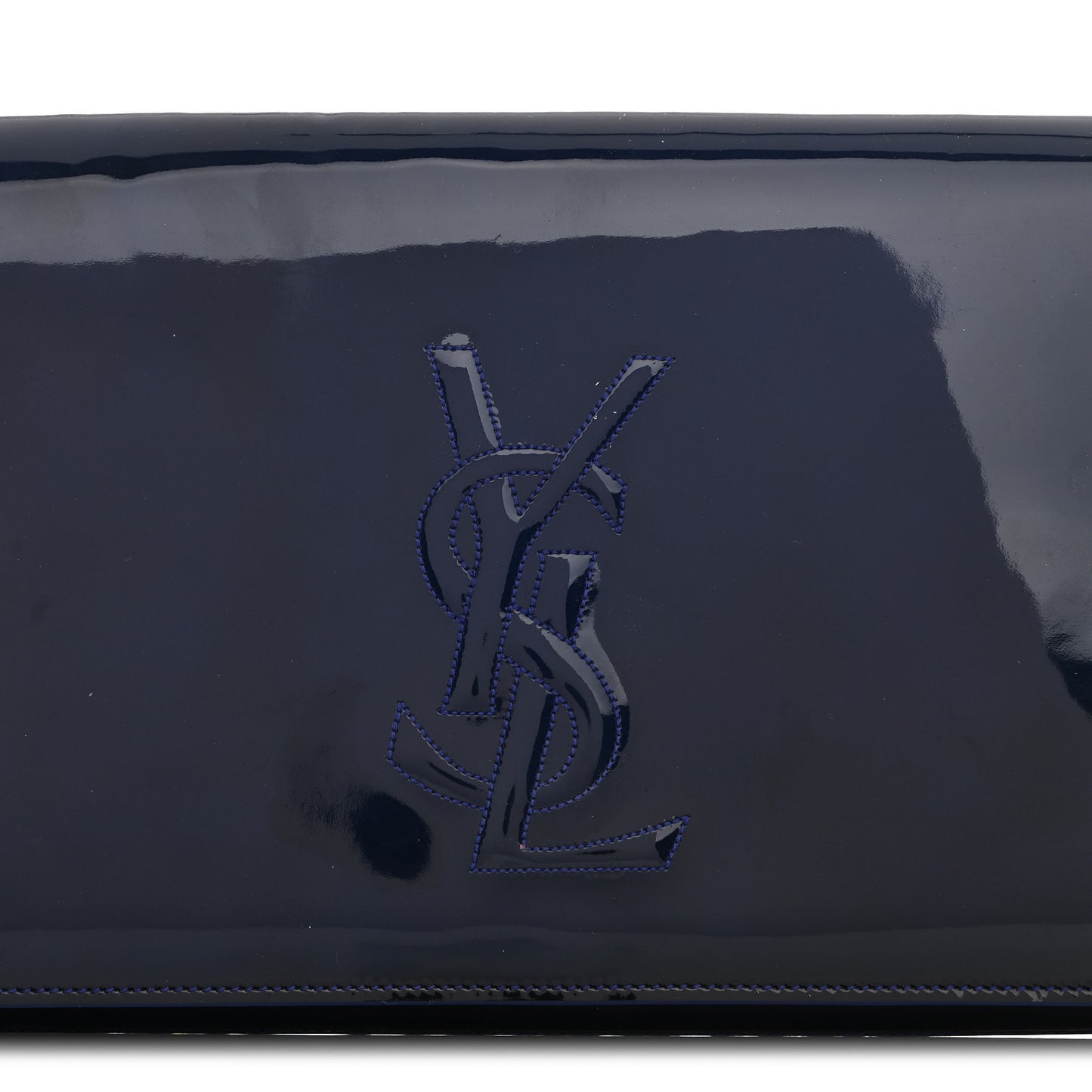 Patent Calfskin Monogram Large Belle De Jour Clutch Royal Blue