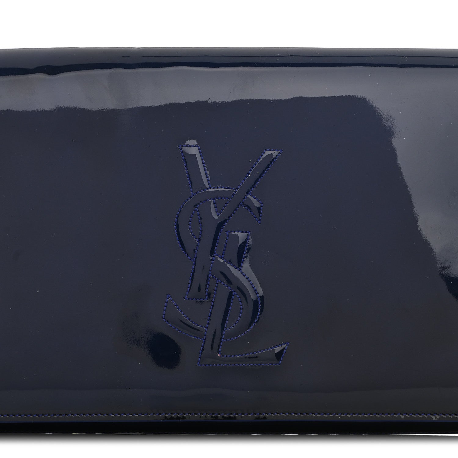 Saint Laurent Patent Calfskin Monogram Large Belle De Jour Clutch Royal Blue 7 of 12