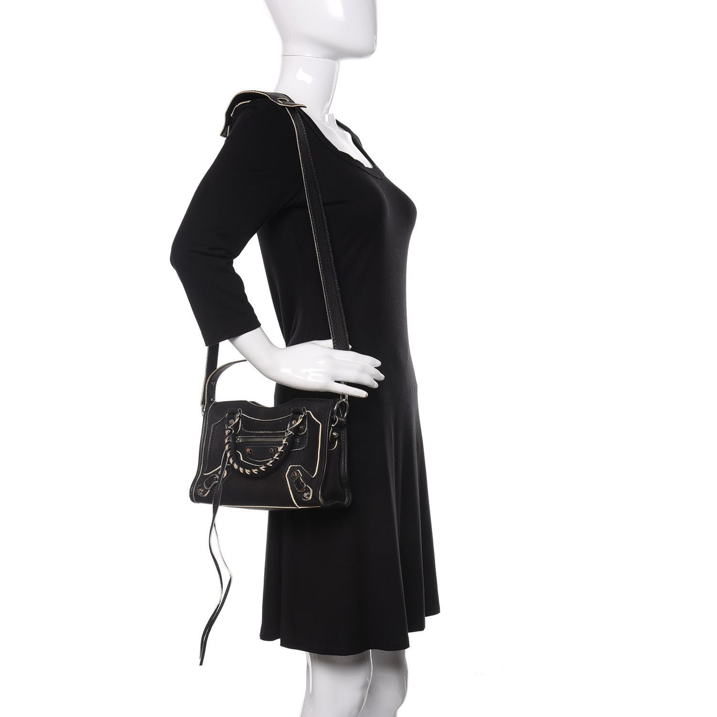 Supple Grained Calfskin Classic Silver Hardware Highlight Mini City Black