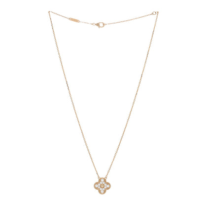 Van Cleef & Arpels 18K Yellow Gold Diamond Vintage Alhambra Pendant Necklace 3 of 5