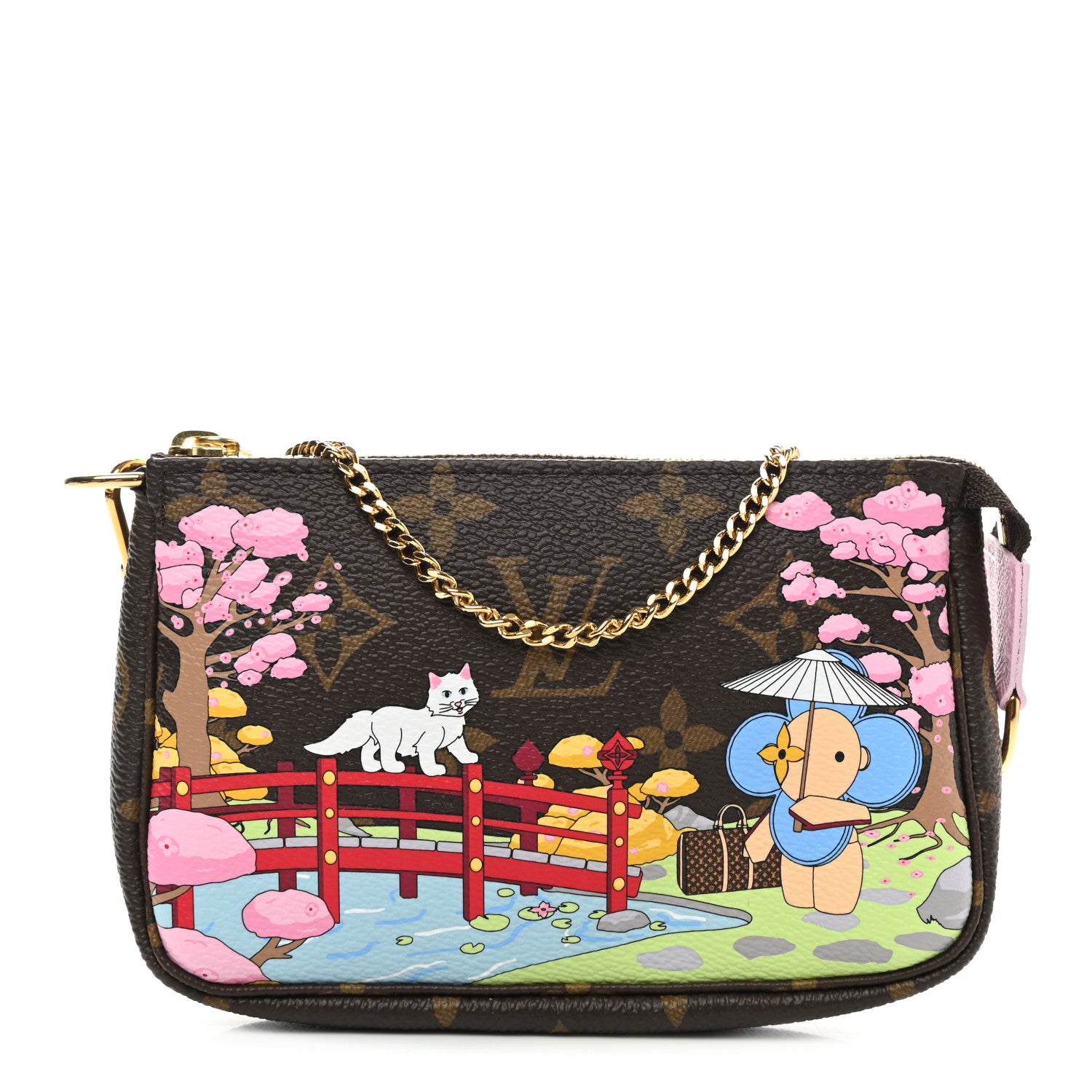 Louis Vuitton Monogram 2021 Christmas Animation Japanese Garden Mini Pochette Accessories Wisteria Pink 1 of 8