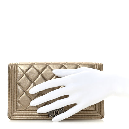 Chanel Metallic Lambskin Quilted Boy Yen Wallet Gold 2 of 10