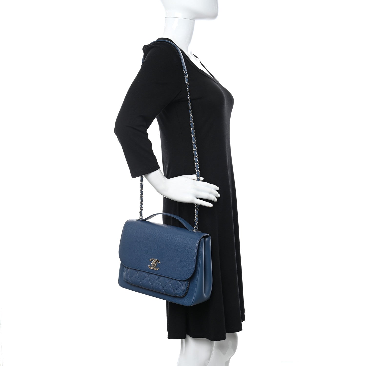 Chanel Caviar Quilted Large Business Affinity Flap Blue 2 of 11