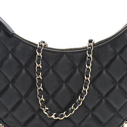 Chanel Lambskin Quilted Small Hobo Bag Black 8 of 10