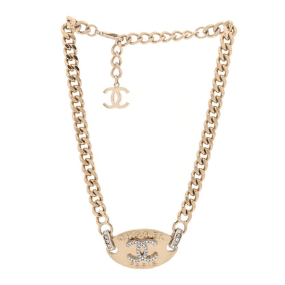Chanel Crystal CC Oval Choker Necklace Gold 3 of 5