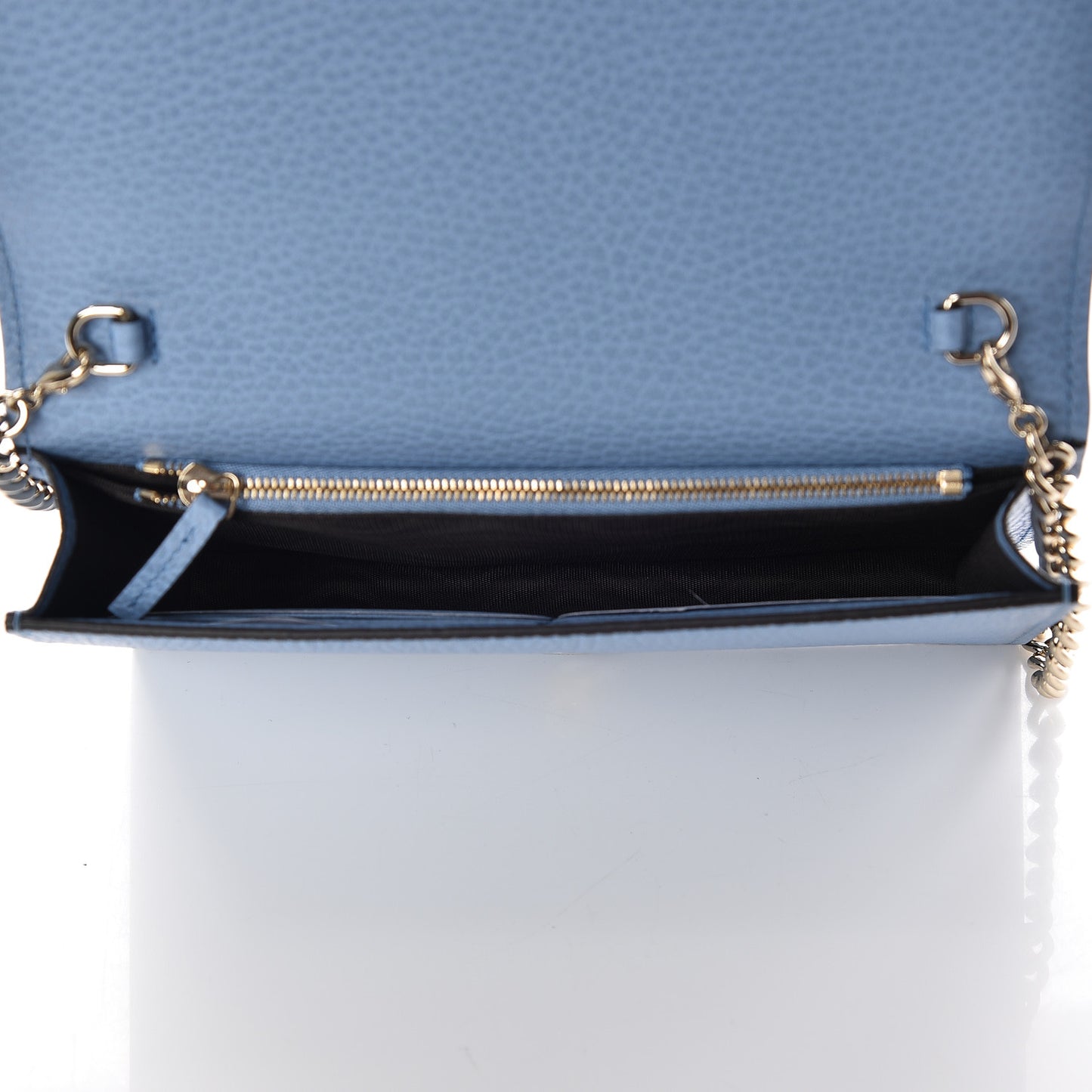 Dollar Calfskin Medium Betty Chain Wallet Mineral Blue