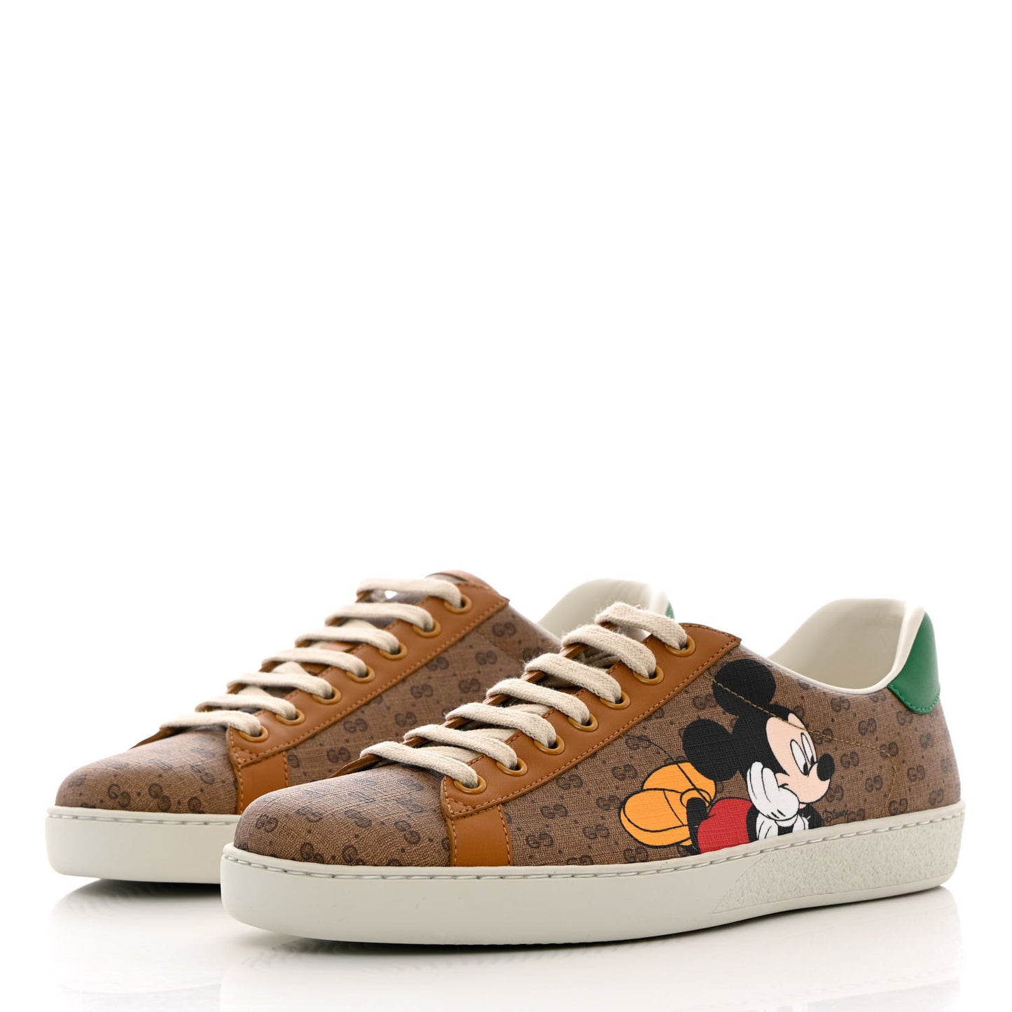 X DISNEY Mini Vintage GG Supreme Monogram Mickey Mouse Mens Ace Sneakers 6.5 Beige Vintage Sun Oil New Shamarock