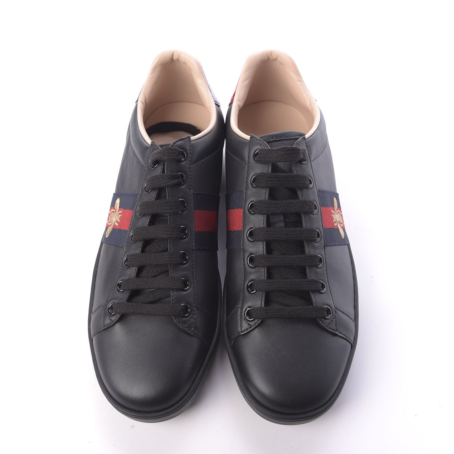 Gucci Calfskin Ayers Web Bee Embroidered Ace Sneakers 39.5 Black 6 of 10