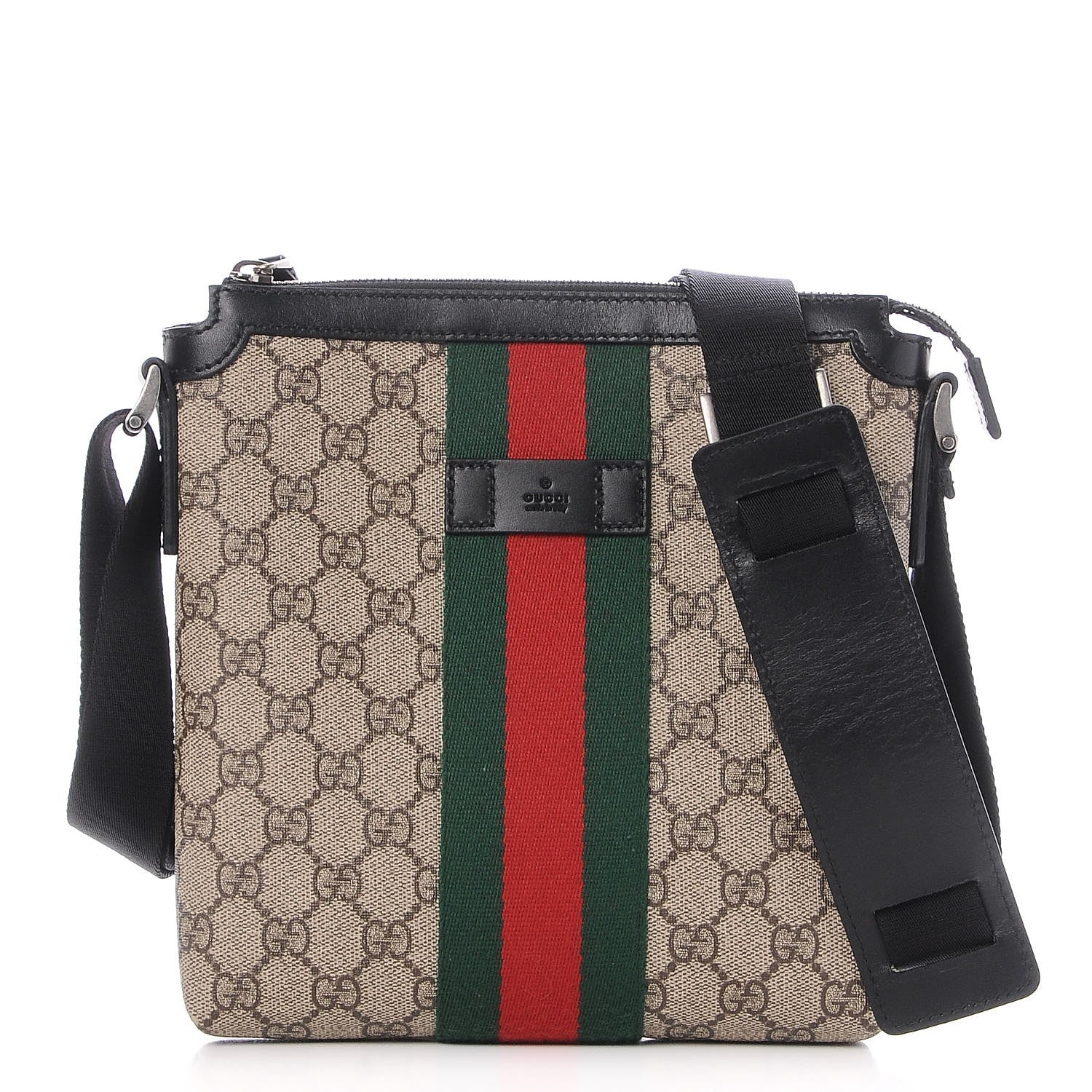 Gucci GG Supreme Monogram Web Messenger Bag Black 1 of 7