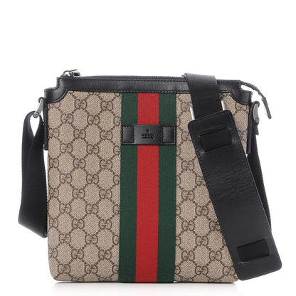 Gucci GG Supreme Monogram Web Messenger Bag Black 1 of 7