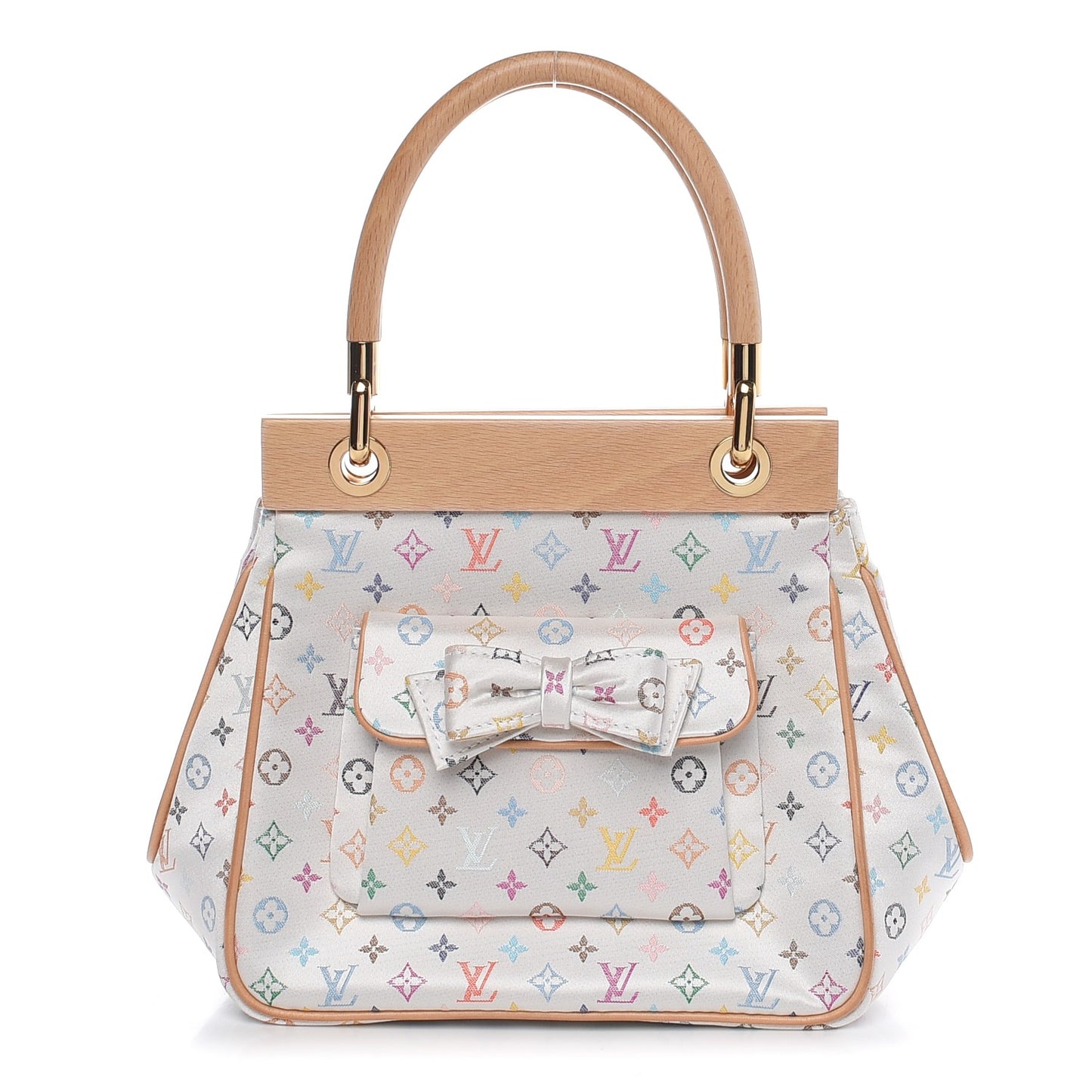 Silk Satin Monogram Multicolor Abelia White