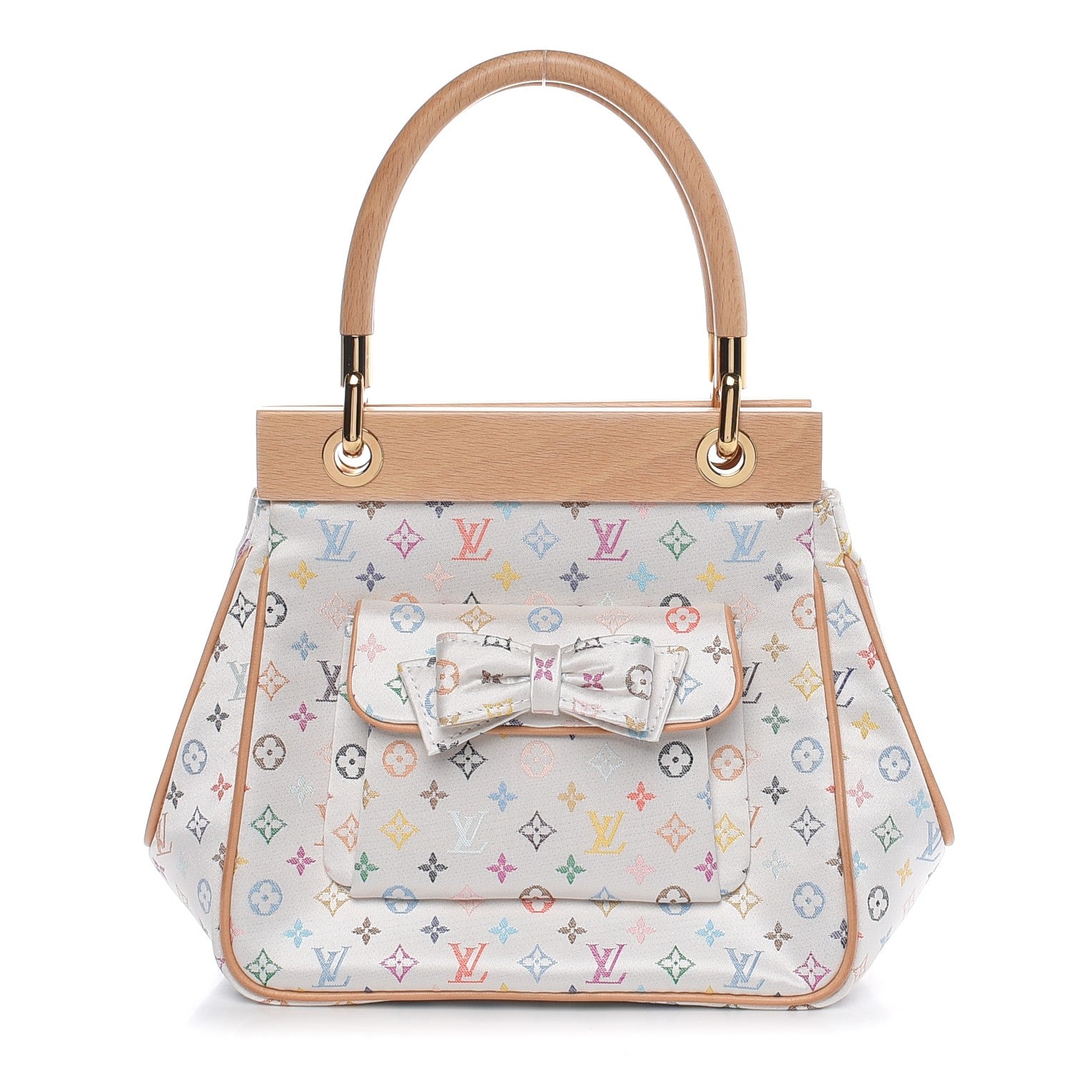 Louis Vuitton Silk Satin Monogram Multicolor Abelia White 1 of 8