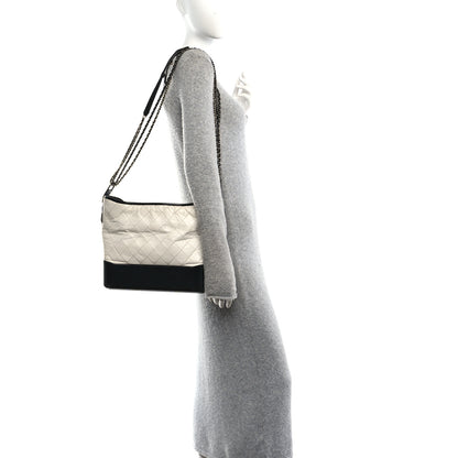Chanel Aged Calfskin Quilted Large Gabrielle Hobo White Black 2 of 10