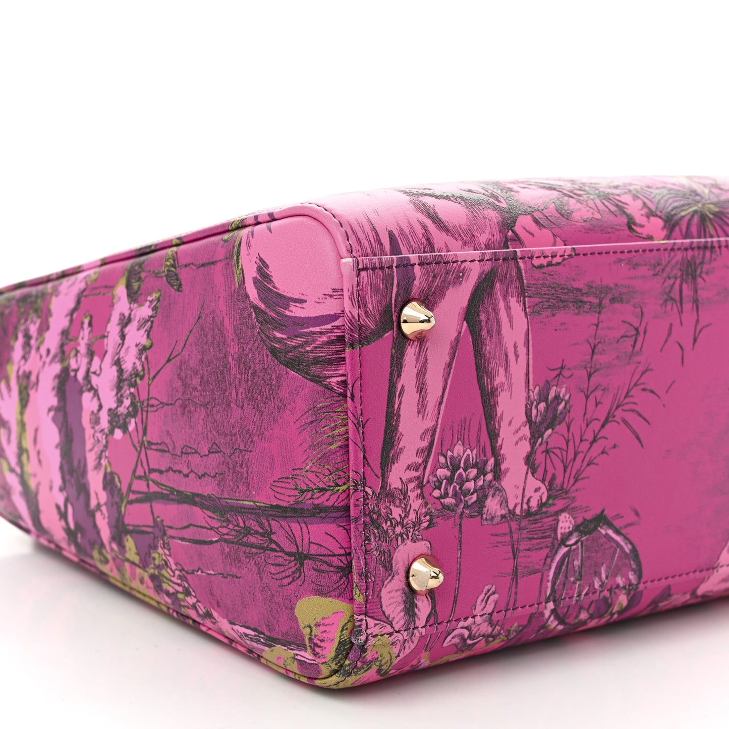 Calfskin Printed Toile De Jouy Medium Lady Dior Pink Multicolor