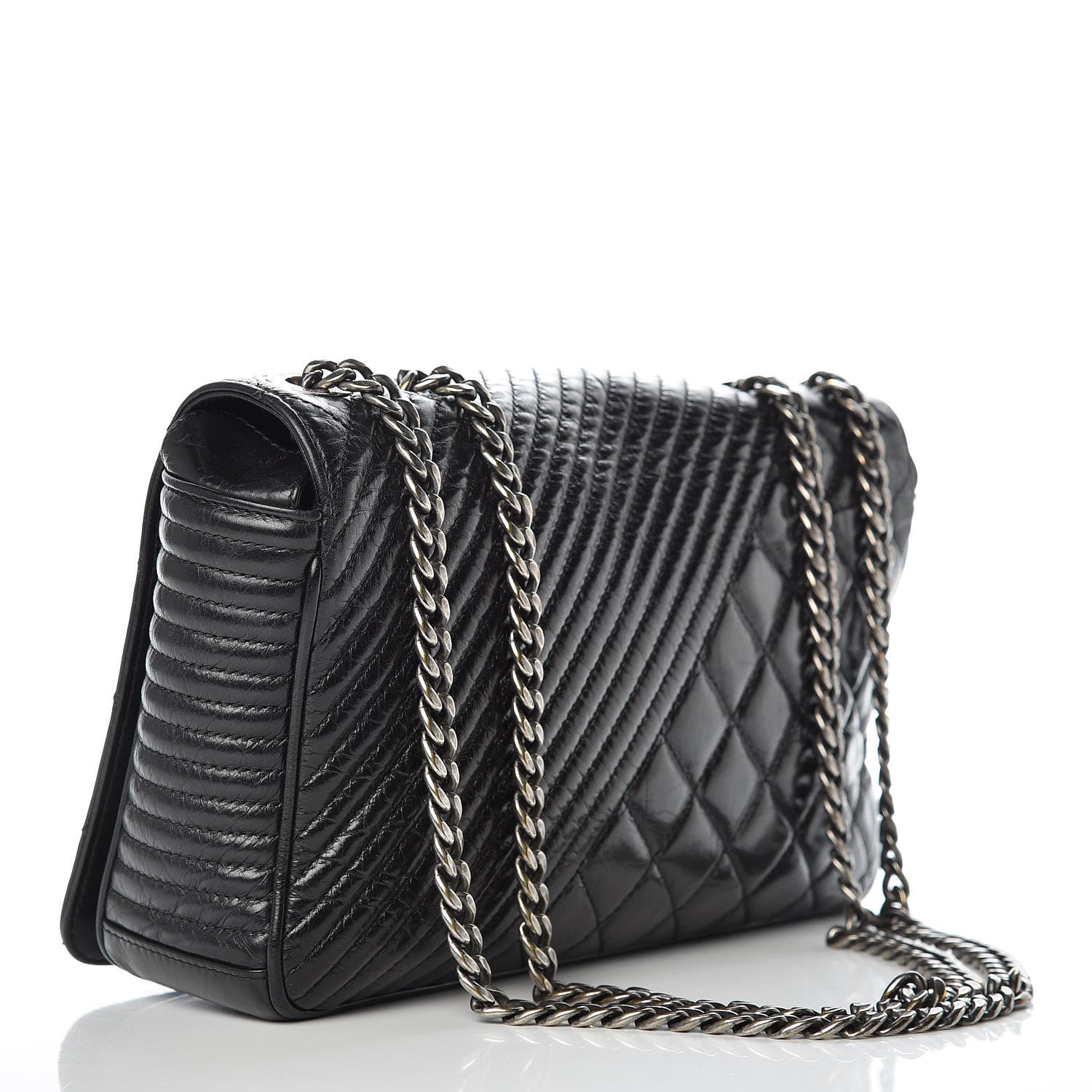 Chanel Glazed Calfskin Quilted Medium Coco Boy Flap Black 4 of 14