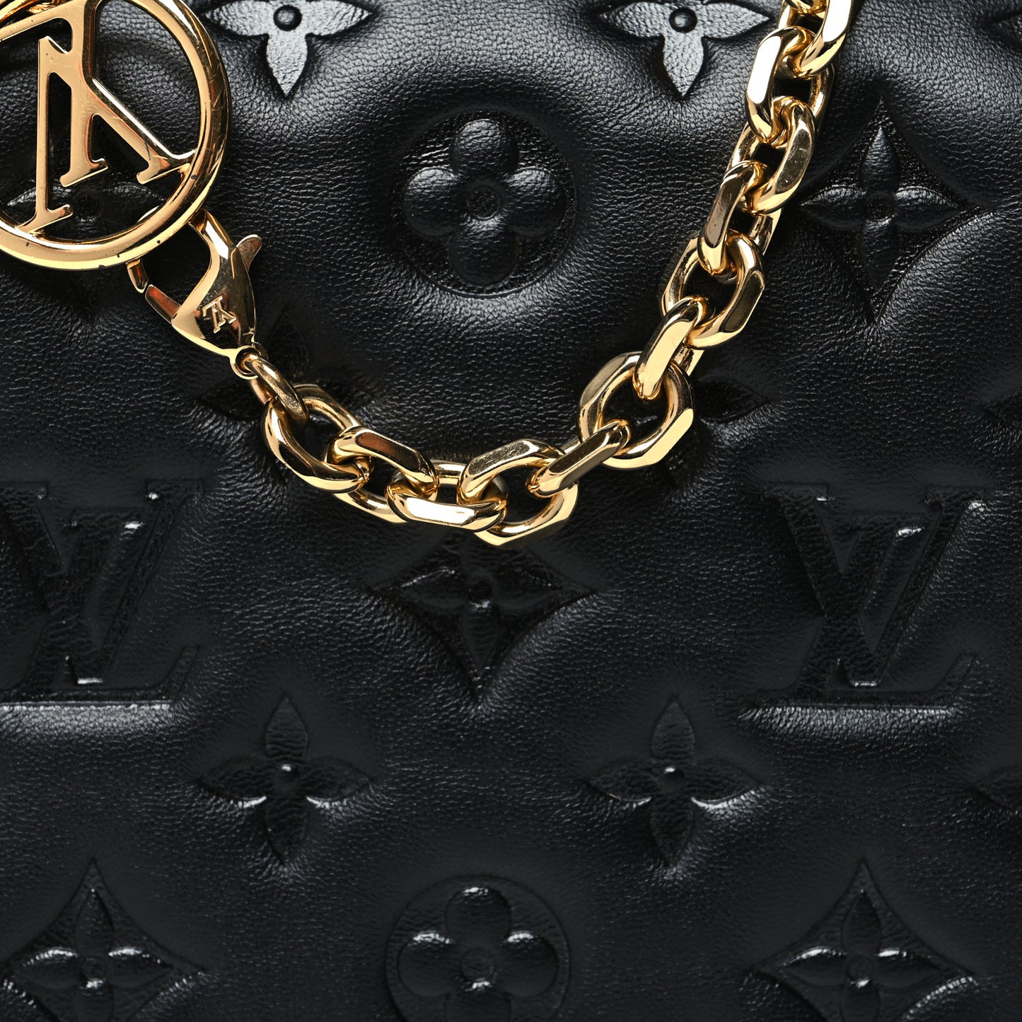 Lambskin Embossed Monogram Pochette Coussin Black