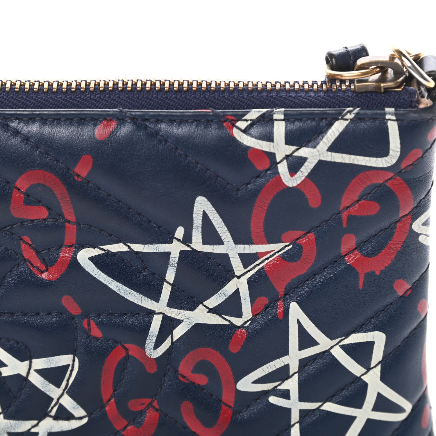 Gucci Calfskin Matelasse GucciGhost Mini GG Marmont Chain Bag Blue Agata Hibiscus Red 15 of 15