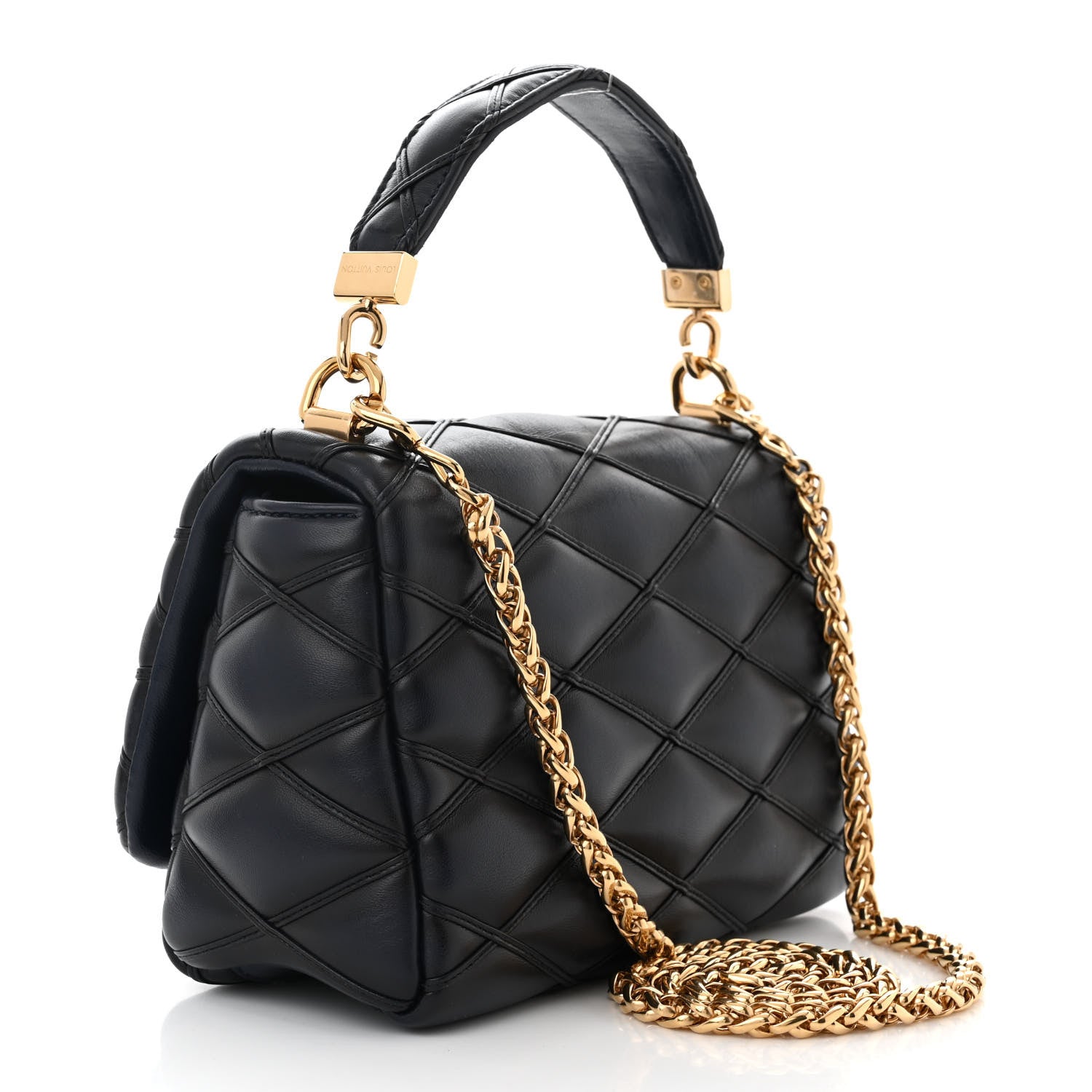 Louis Vuitton Lambskin Malletage Top Handle GO-14 MM Bleu Marine 4 of 10