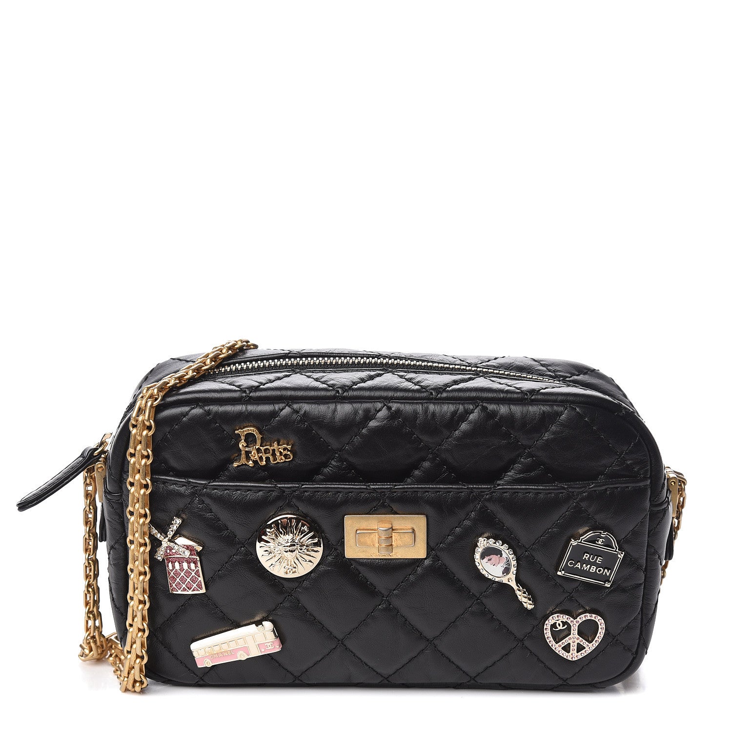 Chanel Aged Calfskin Quilted Mini Lucky Charm Reissue Camera Case Black 1 of 11