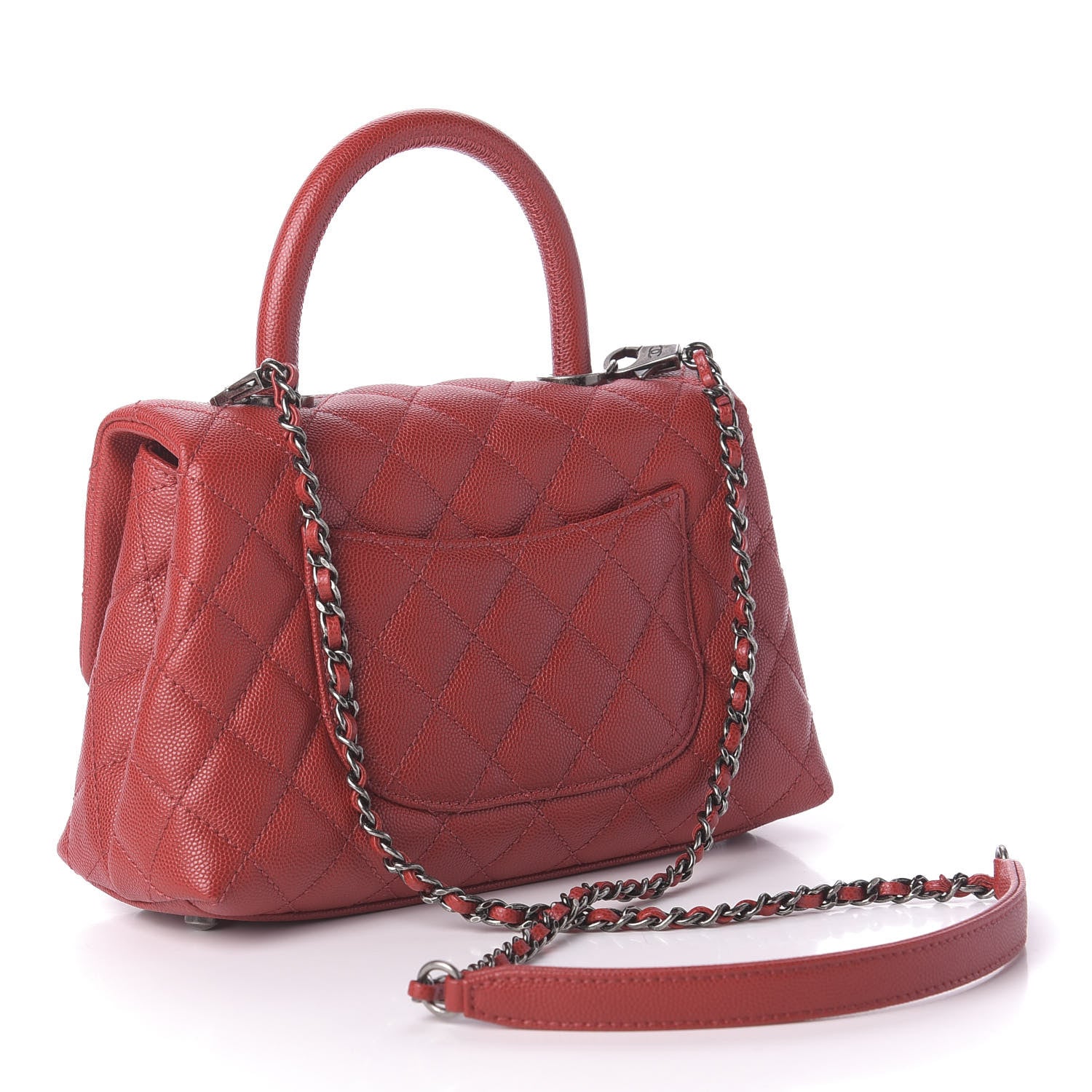 Chanel Caviar Quilted Mini Coco Handle Flap Dark Red 2 of 12