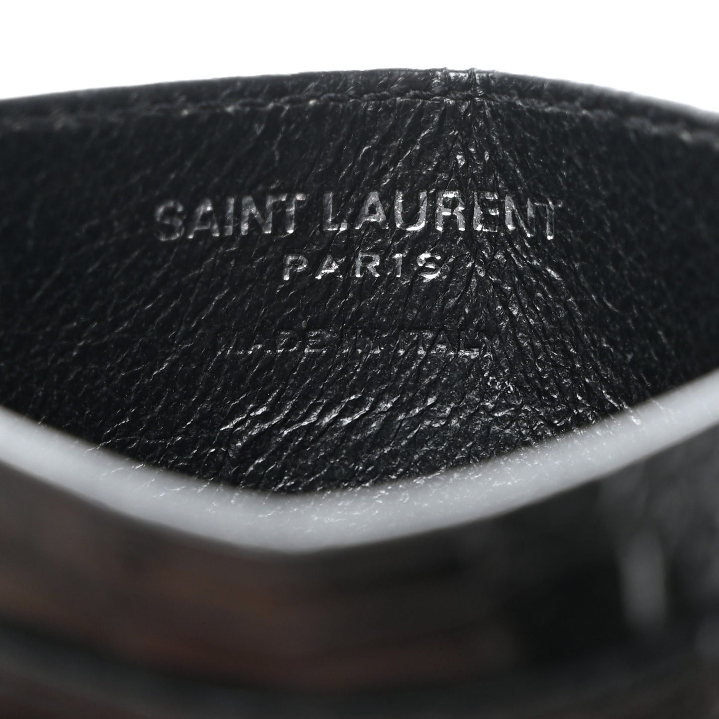 Calfskin Crocodile Embossed Monogram Credit Card Case Black