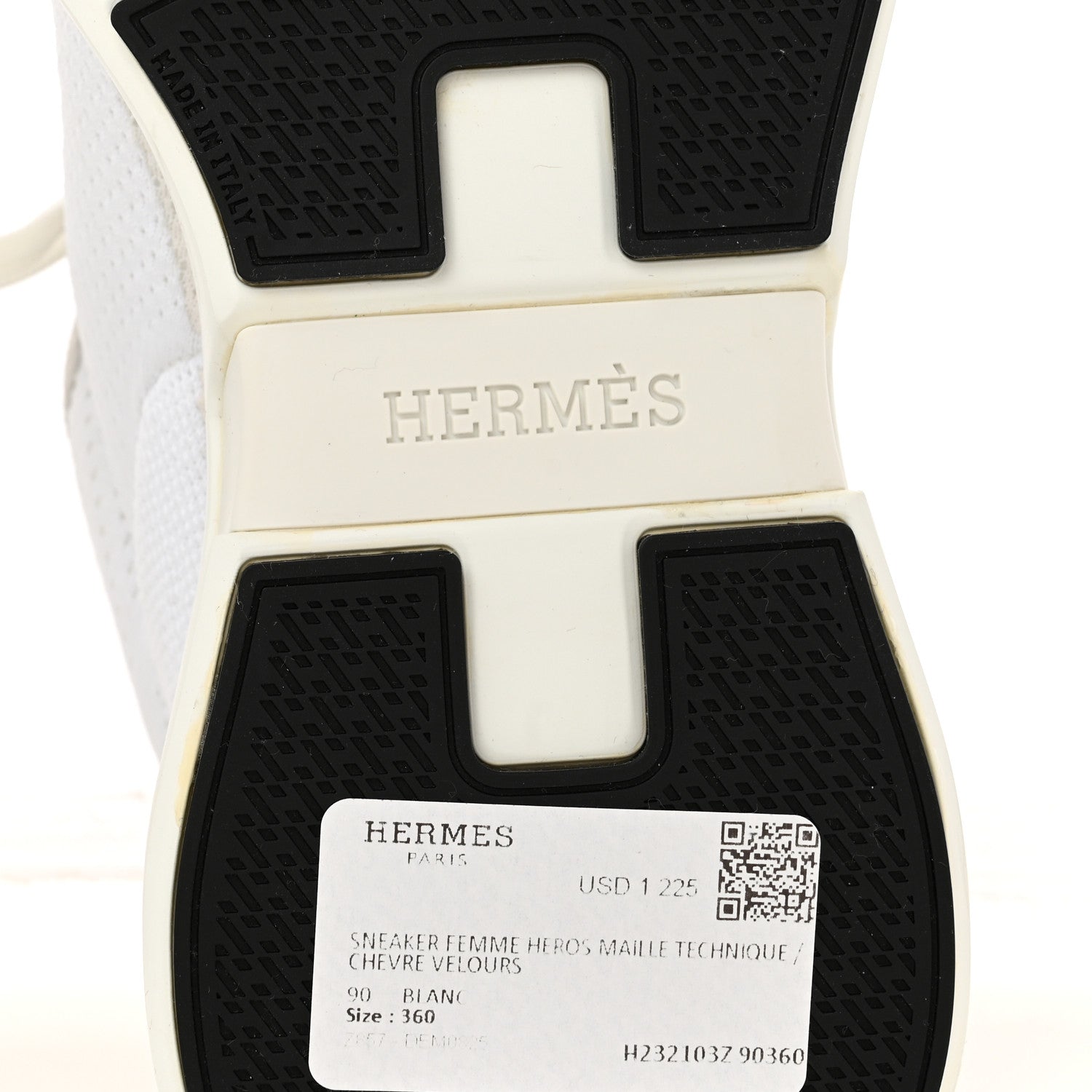 Hermes Technical Knit Suede Heros Sneakers 36 White 7 of 11