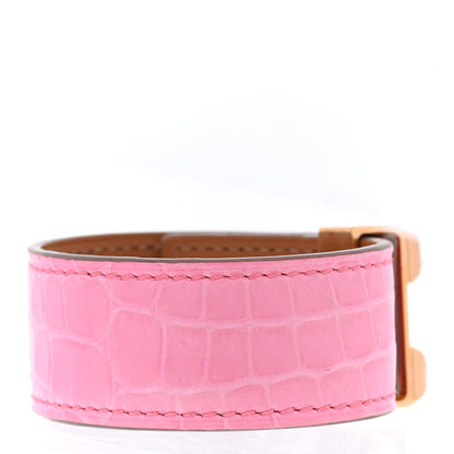 Hermes Matte Niloticus Crocodile Collier De Chien CDC 24 Bracelet T1 Rose Bubblegum 3 of 7