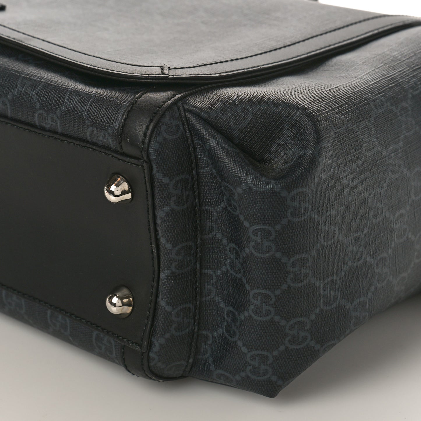 GG Supreme Monogram Web Messenger Diaper Bag Black Grey
