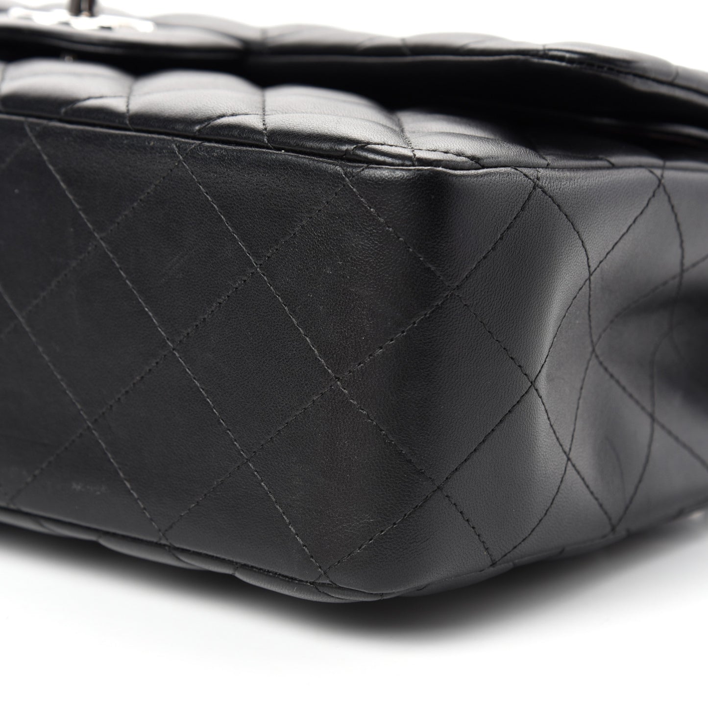 Lambskin Quilted Jumbo Double Flap Black