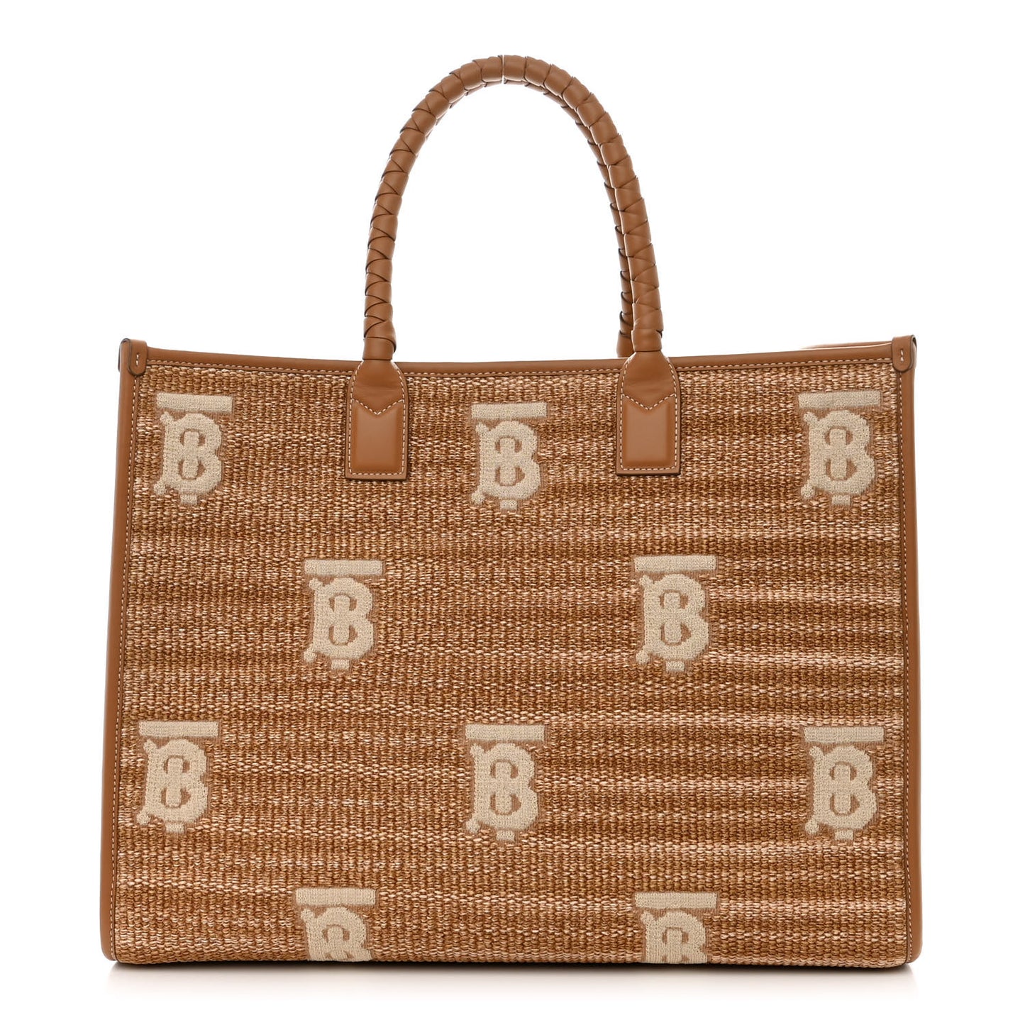 Raffia Calfskin Large Freya Tote Natural