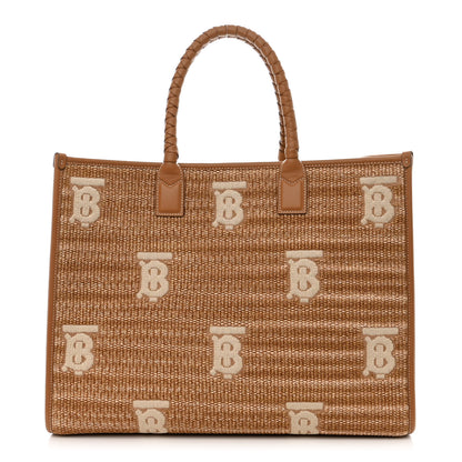 Burberry Raffia Calfskin Large Freya Tote Natural 1 of 10