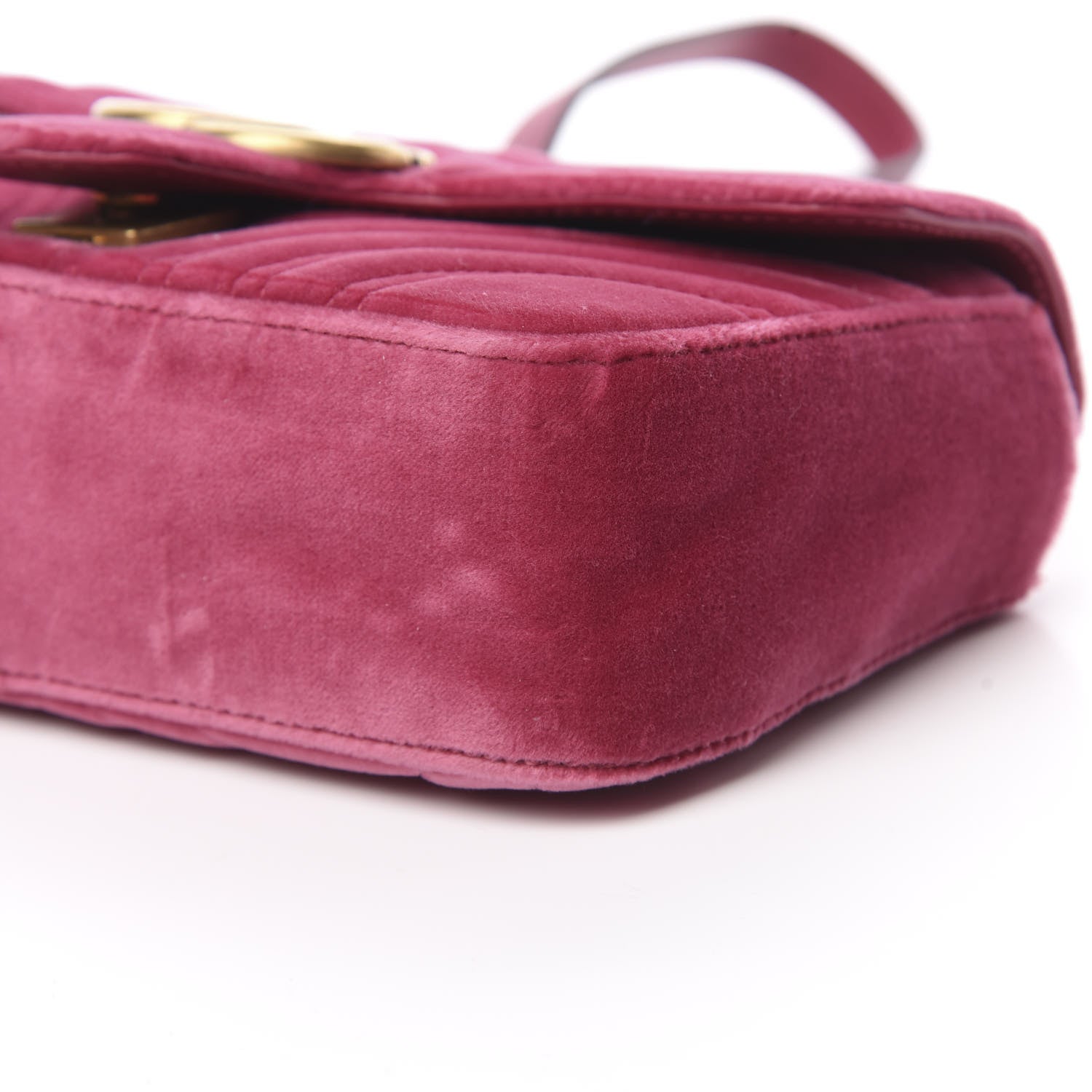 Gucci Velvet Matelasse Mini GG Marmont Shoulder Bag Light Raspberry Rose 9 of 12