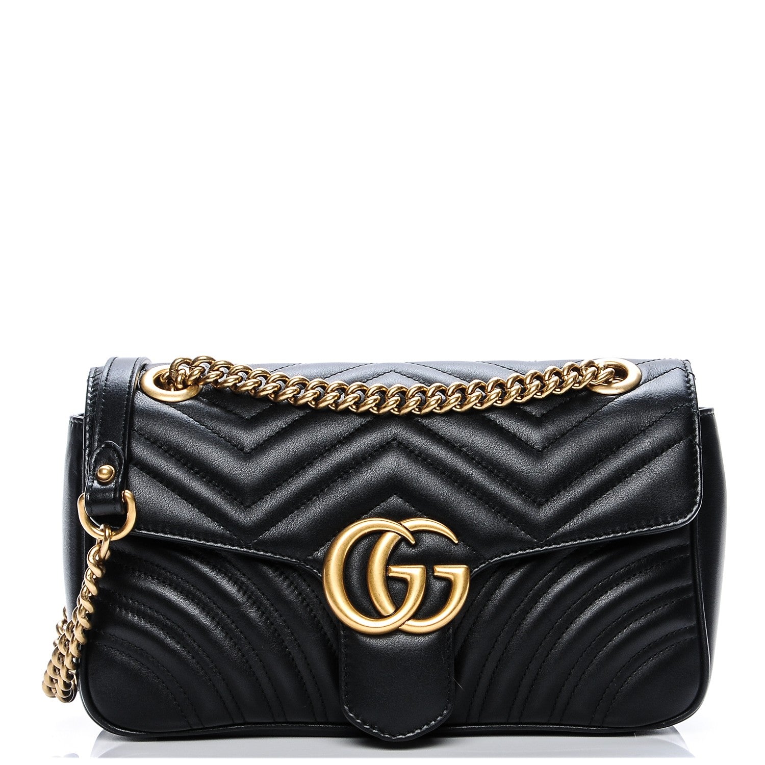 Gucci Calfskin Matelasse Small GG Marmont Shoulder Bag Black 8 of 14