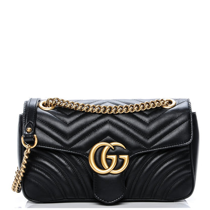 Gucci Calfskin Matelasse Small GG Marmont Shoulder Bag Black 8 of 14