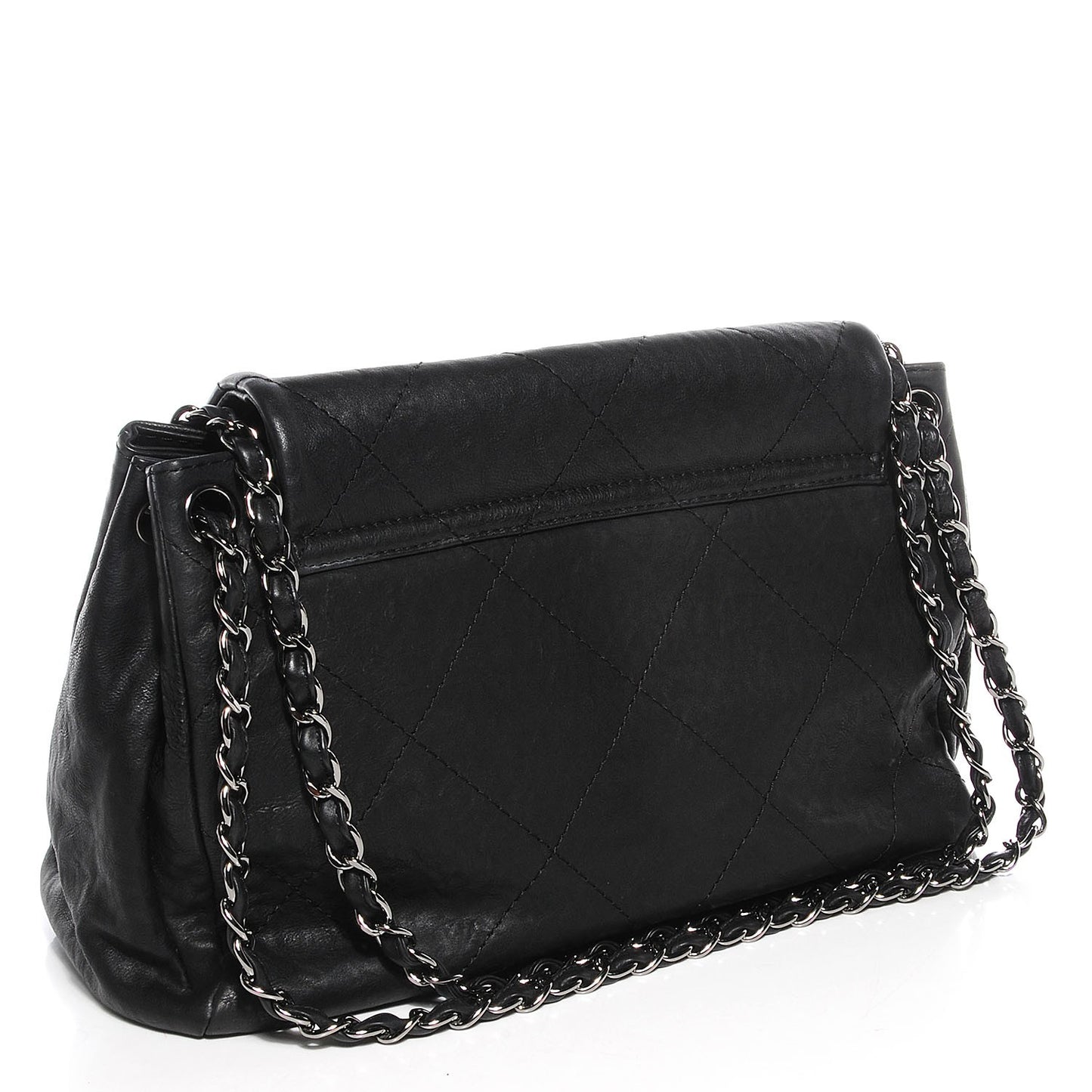 Washed Calfskin Large Hamptons Shopping Tote Black