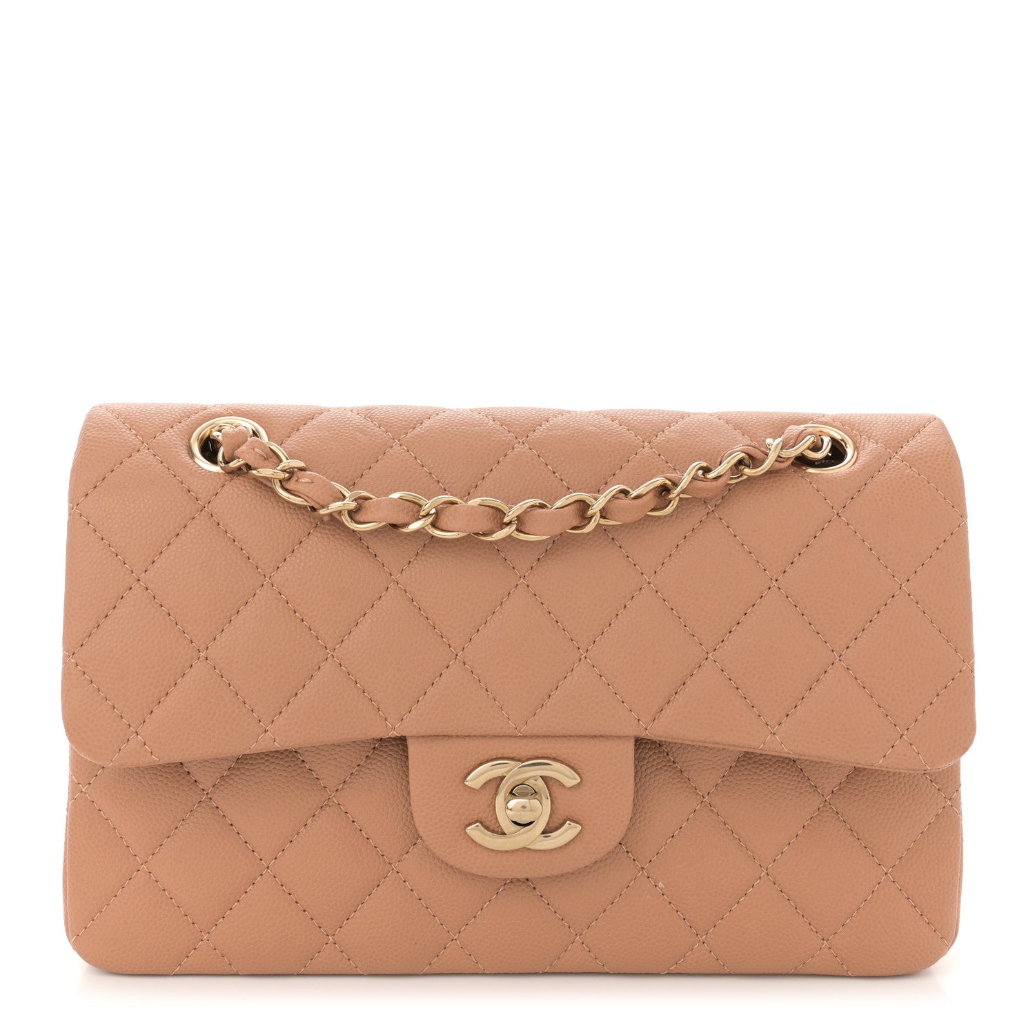Chanel Caviar Quilted Small Double Flap Light Brown 1 of 12