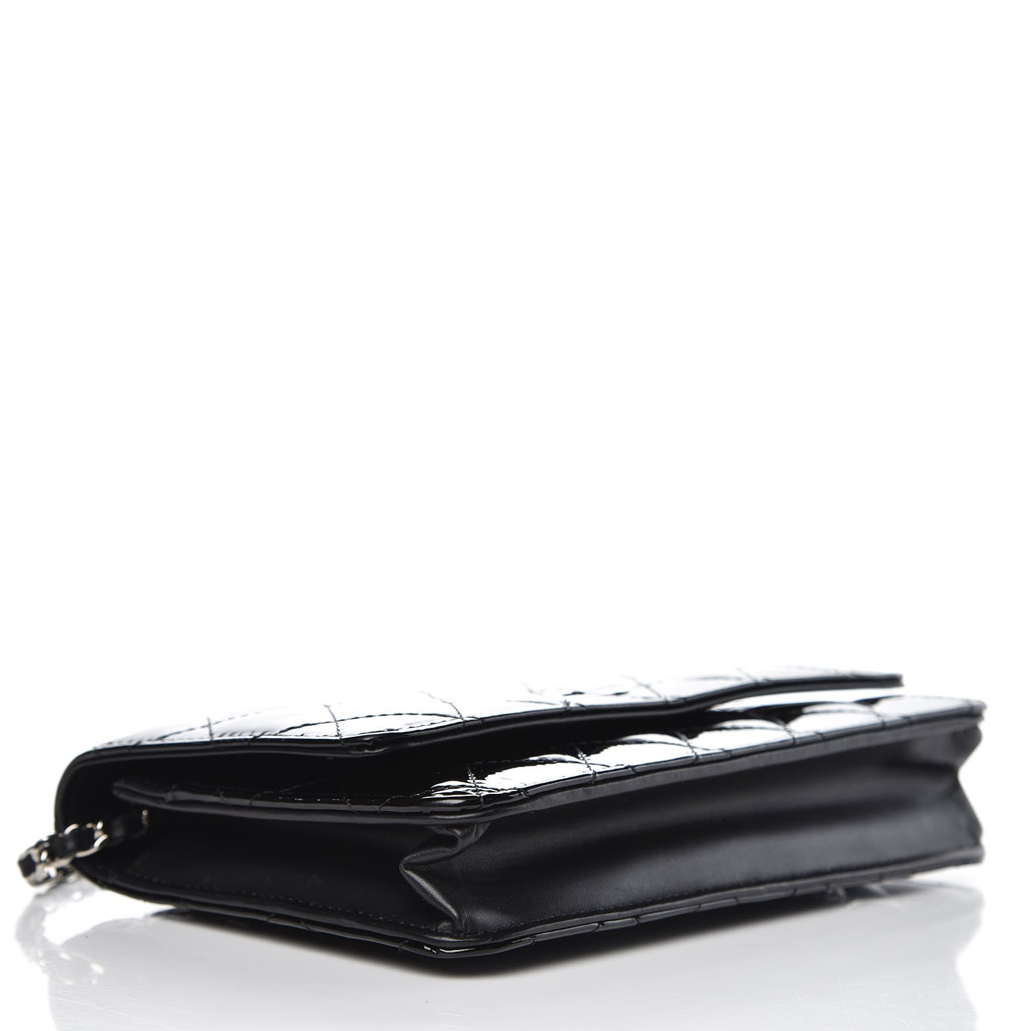 Chanel Patent Quilted Wallet On Chain WOC Black 4 of 9