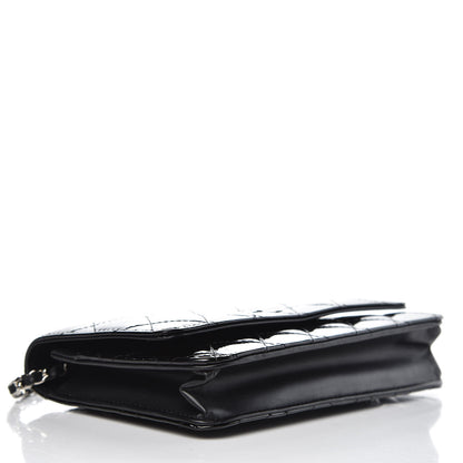 Chanel Patent Quilted Wallet On Chain WOC Black 4 of 9