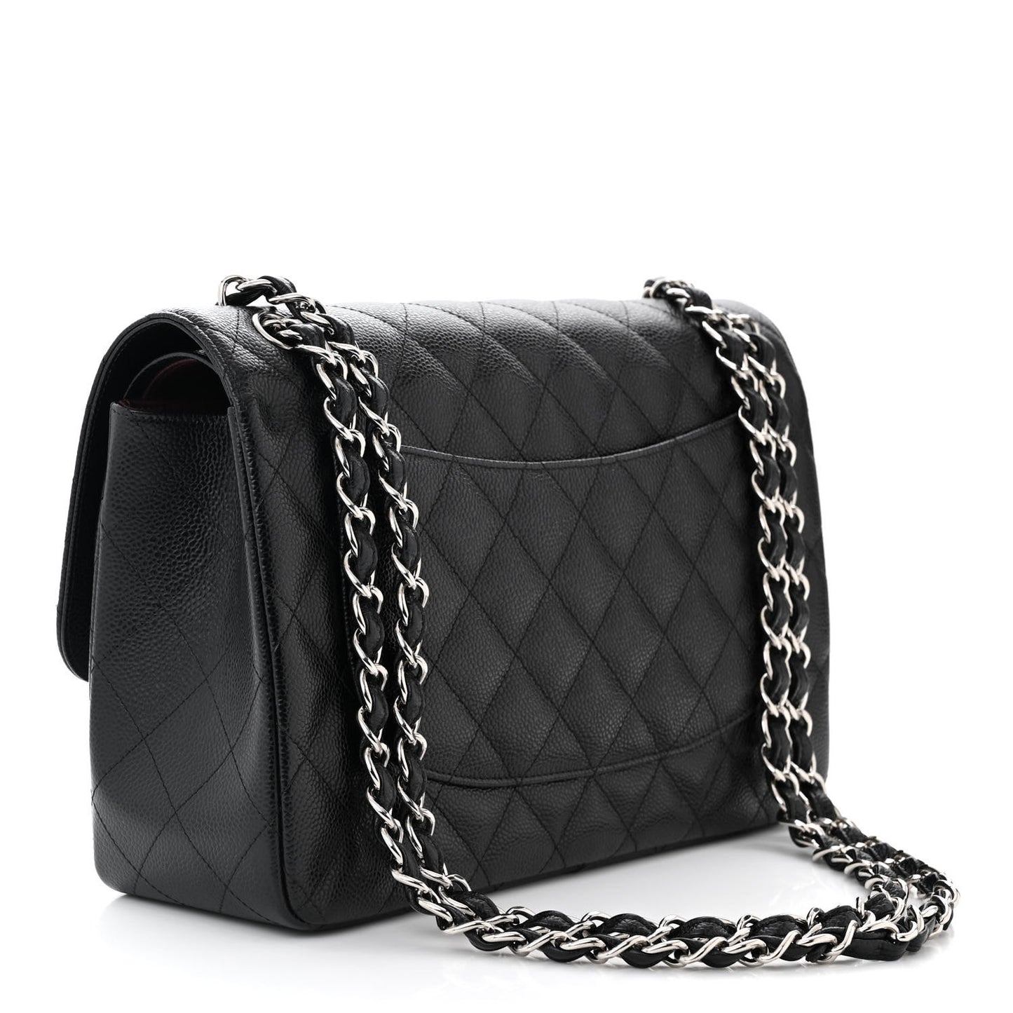 Caviar Quilted Jumbo Double Flap Black