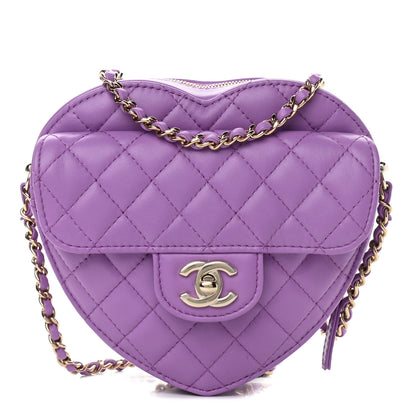 Chanel Lambskin Quilted CC In Love Heart Bag Purple 1 of 11