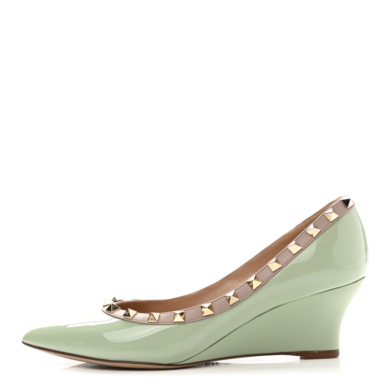 Valentino Garavani Patent Rockstud 70mm Wedges 37 Water Green Poudre 1 of 11